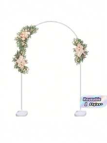 Half Moon Wedding Arch Stand PVC Curved Balloon Arch Frame Kit With Stable Water Fill Bases, Reuse Backdrop Arch For Wedding Ceremony, Birthday Party, Gender Reveal, Anniversary, Indoor Outdoor Floral Balloon Photo Background Decoration For All Event - White - View 2