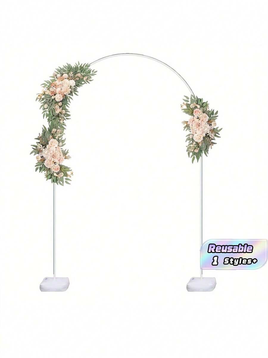 Half Moon Wedding Arch Stand PVC Curved Balloon Arch Frame Kit With Stable Water Fill Bases, Reuse Backdrop Arch For Wedding Ceremony, Birthday Party, Gender Reveal, Anniversary, Indoor Outdoor Floral Balloon Photo Background Decoration For All Event