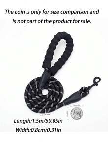 1Pc Reflective Nylon Round Dog Leash, Soft Foam Padded Handle Anti-Pull Walking Lead, Multi Color Pet Training Rope For Medium Large Dogs - Multicolor - View 4