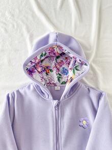 少女漸層開學花卉印花細肩帶荷葉邊洋裝，夏季度假波希米亞風 - 紫色 - 查看 3