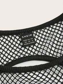 SHEIN ICON 前鏤空假兩件短款背心 - 黑色 - 查看 4