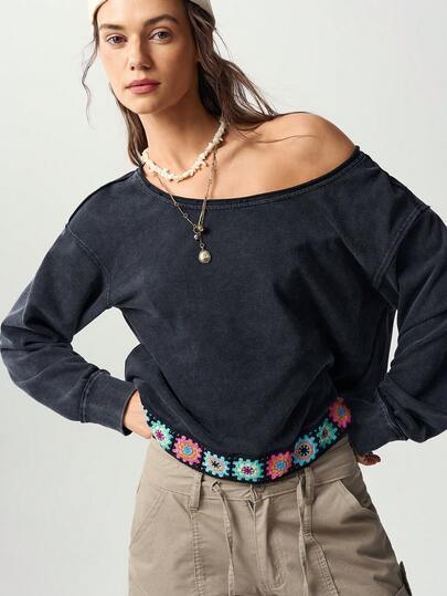 Bohemela Casual Solid Color Knit Women's Sweatshirt