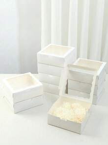 2/5pcs/10PCS/20pcs White/Pink/Black/Brown Gift Box With Transparent Windows - Perfect For Christmas Party Gifts, Wedding Souvenirs And Hand-Written, Sturdy Cartons For Display | Transparent Window Design | Durable Gift Box, Gift Box - multicolor - View 6