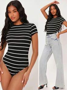 SHEIN BASICS 女款連身衣 夏季女裝套裝 - 黑色 - 查看 2