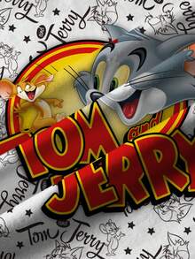 TOM & JERRY X SHEIN 小男孩卡通印花休閒日常短袖T恤 - 白色 - 查看 6