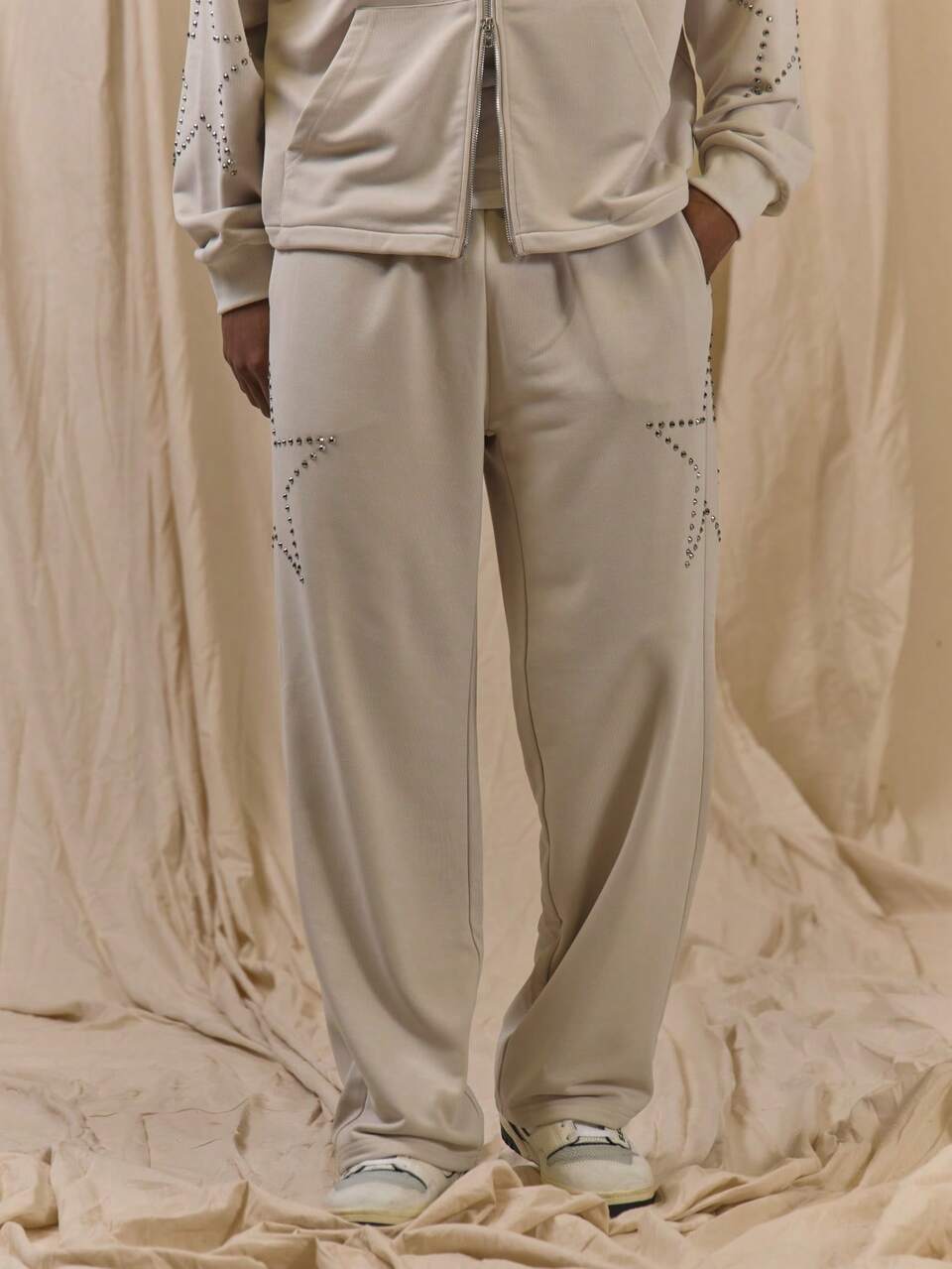Star Stud Side Detail Joggers Elasticated Waistabnd Internal Drawcord Spring Summer Essentials Co Ord Trousers Only