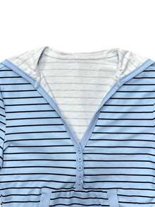 IslaSuriya Women's Striped Button Design 2 In 1 Short Sleeve Casual Top - Multicolor - View 3