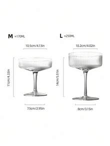 Cirelle 1个条纹高脚玻璃甜点杯/冰淇淋杯，透明玻璃，条纹设计，高脚造型，适用于盛装甜点和饮品，容量170/250毫升 - 無色 - 查看 3