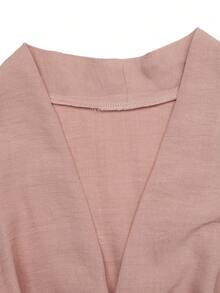 SHEIN LUNE Women's Textured Shirred Halter Neck Pleated Vacation Dress Vacation Dusty Pink Summer Elegant - Pink - View 5