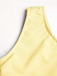 SHEIN Tween Girl Summer Casual Vacation Minimalist Comfortable Layered Ruffle Hem Strapless Puff Dress, Tween Girl Outfit, Girls Dress Suitable For Multiple Occasions, Wearable All Seasons - Yellow - View 7
