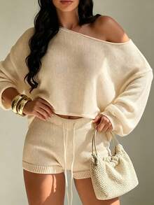 Swim SXY 2026 Spring-Summer Collection: New Slanted Collar Top With Shorts – Elegant Vacation Style Women's Swimwear Two Pieces Set - Apricot - View 5