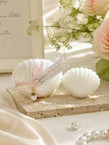 VICKYO 10-Piece Shell Candle Gift Set, Including Shell-Scented Candles, A Shell Gift Box, And Pink Ribbon Tags, Is The Perfect Gift For Weddings, Bridal Showers, And Beach Parties. - 10Pcs - View 6