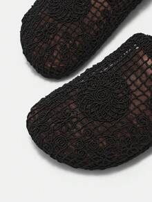 CUCCOO CURVES Women's Woven Breathable Hollow Mules Closed Toe Slippers New Summer Casual Mesh Flats - Black - View 8