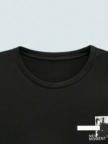 Modcrash Kaos Kasual Pria Ukuran Besar dengan Motif Grafis Sederhana, Leher Bulat, Lengan Pendek, Mudah Dipadukan, Hadiah Terbaik untuk Teman - Hitam - View 8