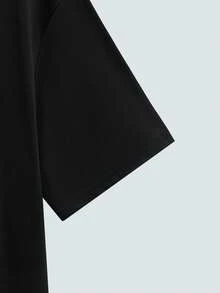 Modcrash Plus Size Men's Letter Print Lightweight Crew Neck Short Sleeve T-Shirt - Black - View 8