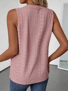 Balvessa Women's Crew Neck Sleeveless Textured Casual Tank Top, Spring/Summer Fashion - Dusty Pink - View 2