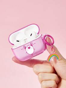 SHEIN X Care Bears 彩虹熊彩虹熊 IML 藍牙耳機保護殼附彩虹吊飾，適用於 iPod - 粉色 - 查看 1