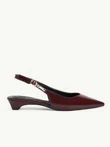 CUCCOO CHICEST Women Shoes Multi-Color Patent Leather Pointed Toe Low Heel Back Strap Sandals Light Commuter Style Four Seasons Suitable For Workplace Dating Daily - Brown - View 3
