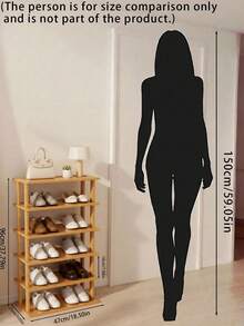 1Pc Multi Tier Bamboo Space Saving Easy Assembly Natural Wood Grain Shoe Storage Rack For Entryway Hallway Kitchen Living Room Office Organizer For Sneakers High Heels Thick Sole Boots Home Decor - Multicolor - View 7