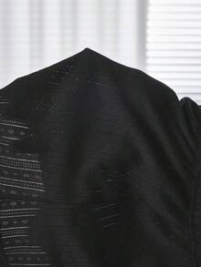 Ocili 棉质提花吊带背心，前开襟设计，舒适柔软的圈圈提花面料，简约家居服，Y2K风格女士睡衣上装 - 黑色 - 查看 8