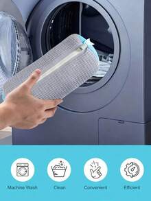 1PC Semi Closed Shoe Washing Bag - Specialized Portable Machine Washable Mesh Laundry Bag For Travel, Prevents Shoe Deformation In Washer Dryer - Multicolor - View 8