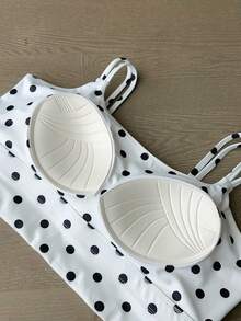 Dazy Plus Sports Casual Fitted Padded Polka Dot Sports Bra, Wearable As Top, Versatile White, Spring Summer Autumn New Arrival - Apricot - View 10