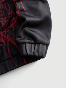 ROMWE MEN Goth Men's Cross Pattern Zipper Casual Daily Long Sleeve Sweatshirt - Red - View 5