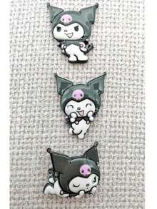 HELLO KITTY AND FRIENDS | SHEIN New Creative Cartoon Pattern Printing Brooch, IP Joint Design, Lovely Personalized, Simple And Generous, Can Also Be Used As Accessories, Suitable For - Black and White - View 12