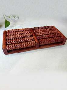 8/5 Rows Reflexology Massage Roller - Wooden Foot Massager Roller For Adults, Foot Massage Tool For Home And Office Use, Desk Foot Massager, Foot Massager, Office Relaxation, Ergonomic Design, Natural Wood Surface - Multicolor - View 11