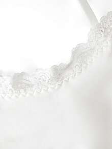 Ocili 100% Pure Cotton Lace Elastic Comfortable Soft Frill Trim Front Button Women's Lingerie Jumpsuit - White - View 3