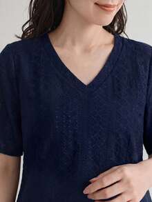 SHEIN LUNE 女款蝙蝠袖寬鬆休閒T恤 - 藏蓝色 - 查看 5