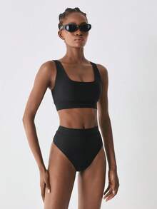 YARNWELL Women's Summer Beach Solid Color Casual Bikini Bottoms - Black - View 10
