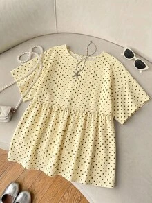 SHEIN EZwear 女款休閒極簡日常百搭聚會機場 Y2K 波點上衣，夏季外出穿搭 - 彩色 - 查看 6