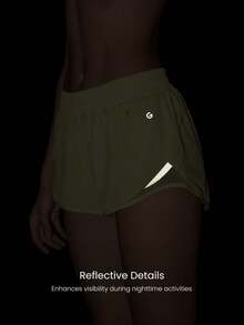 GLOWMODE 2.5" Stay Cool Quick-Dry Lightweight Zipper Pockets Reflective Strips Low Waist Active Running Shorts With Built-In Deodorant Underwear Jogging Training Gym Workout Wear - Yellow - View 3
