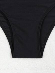 Swim Vcay 女士纯色比基尼套装，内置钢圈支撑，钢圈高腰两件套比基尼套装泳装泳衣沙滩装夏季度假，夏季海滩 - 黑色 - 查看 9