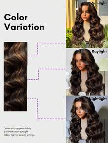 ALL READY WIG 7x5 Bye Bye Slip 蕾絲封口黑色金棕挑染波浪假髮，附抽繩，絲滑波浪髮，修飾臉型分層，預剪預漂預拔，免膠水，100% 真人髮，新手友善，耐熱 - SNATURAL/30 - 查看 12
