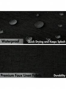 1 pieza Cortina de ducha gruesa e impermeable, cortina de ducha de lino sintético negro con ganchos de metal - Tela gruesa de secado rápido para privacidad y decoración del baño - Negro - Ver 2