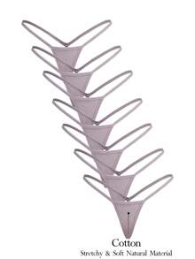 Ocili 7件套舒适纯棉极简比基尼内裤套装 - 淡紫色 - 查看 1