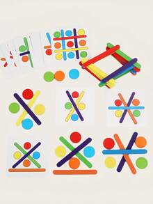 MINKOJA Wooden Color Stick & Circle Matching Puzzle Game, Kids Spatial Thinking Brain Training Toy With Challenge Flash Cards, Fine Motor Color Recognition Educational Toy For Toddlers 3 Years+ - Multicolor - View 7
