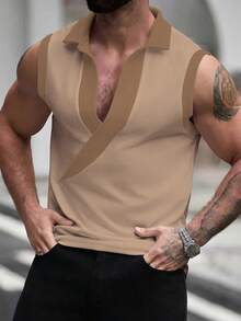 Manfinity Homme 男士 1 件寬鬆百搭背心，適合工作通勤、日常穿著、疊穿與外穿，成熟版型，Ins 熱銷，休閒、運動、日常通勤與度假皆適用，送給男友、丈夫與情侶的完美禮物 - 棕色 - 查看 3