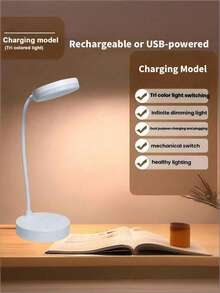 Teckwe USB Rechargeable LED Desk Lamp, Eye-Caring Reading Light, USB Powered, 3 Brightness Levels, Switchable White/Neutral/Warm Light Modes, Night Light Function, Ideal For Home Office Reading & Study, 800mAh Battery Capacity - Three-tone Lighting - View 10