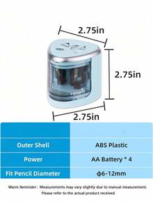 1pc Double Hole Pencil Sharpener For 6-12mm Pencils Student Office Pencil Sharpener Supplies Students,Electric Pencil Sharpener Available In Three Colors - multicolor - View 7