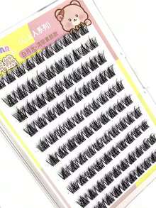 Bulu Mata Cat Eye Fluffy 100 Pcs Perekat Diri, Campuran 8-16mm D Curl Kit Ekstensi Bulu Mata DIY, Volume Alami dan Lembut - Hitam - View 6