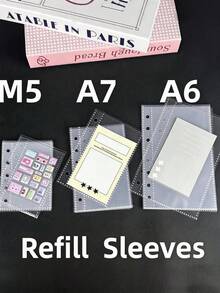 Joivida 每包10/20张，A6/A7/M5/A8尺寸透明活页文件袋，双面相册活页文件袋，活页带封套，贴纸簿活页文件袋，活页带口袋，优质PP材质，适用于偶像照片卡、明信片、收藏卡、照片、学生证、证件收纳、办公文具、计划本等。 - 彩色 - 查看 7