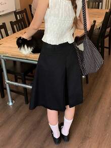 DAZY Women's Casual Pleated Korean Style Versatile Spring Summer Skirt School - Black - View 2