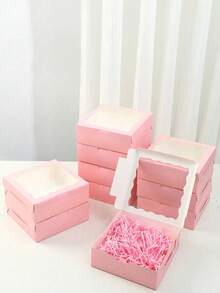 2/5pcs/10PCS/20pcs White/Pink/Black/Brown Gift Box With Transparent Windows - Perfect For Christmas Party Gifts, Wedding Souvenirs And Hand-Written, Sturdy Cartons For Display | Transparent Window Design | Durable Gift Box, Gift Box - multicolor - View 5