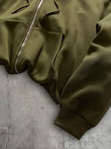 AXEPEAK 男士長袖口袋連帽衫與抽繩腰工裝褲套裝 - 軍綠色 - 查看 5
