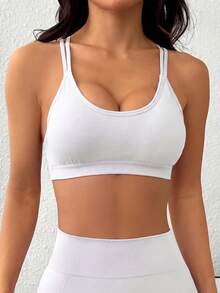 Slayform Slayform Sujetador deportivo sin costuras de unicolor con espalda descubierta - Blanco - View 2