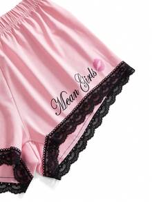 Mean Girls | ROMWE Women's Hot Girl Cami Top & Shorts Pajama Set 4-Piece - Multicolor - View 5