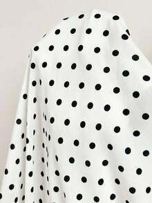 SHEIN Maternity V-Neck Pleated Polka Dot Casual Daily Wear Dress - White - View 9